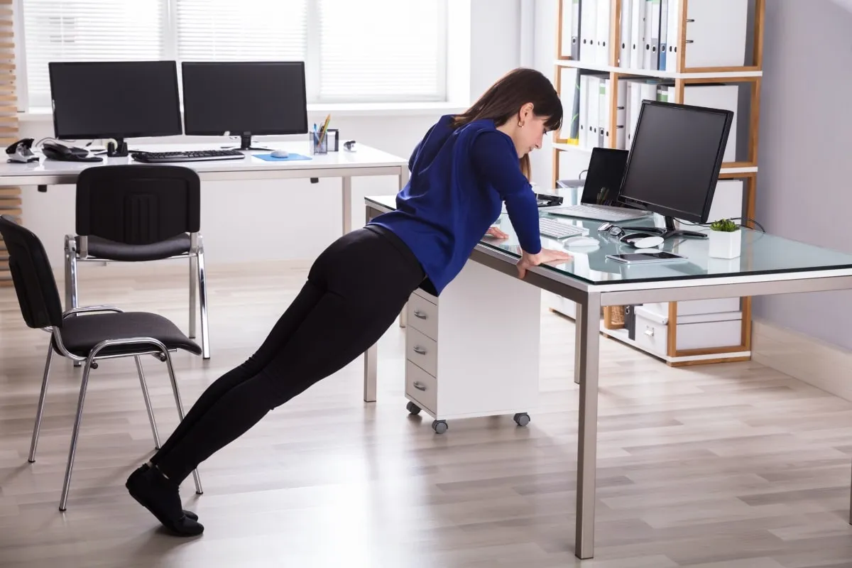 Standing desk movement sequence demonstration
